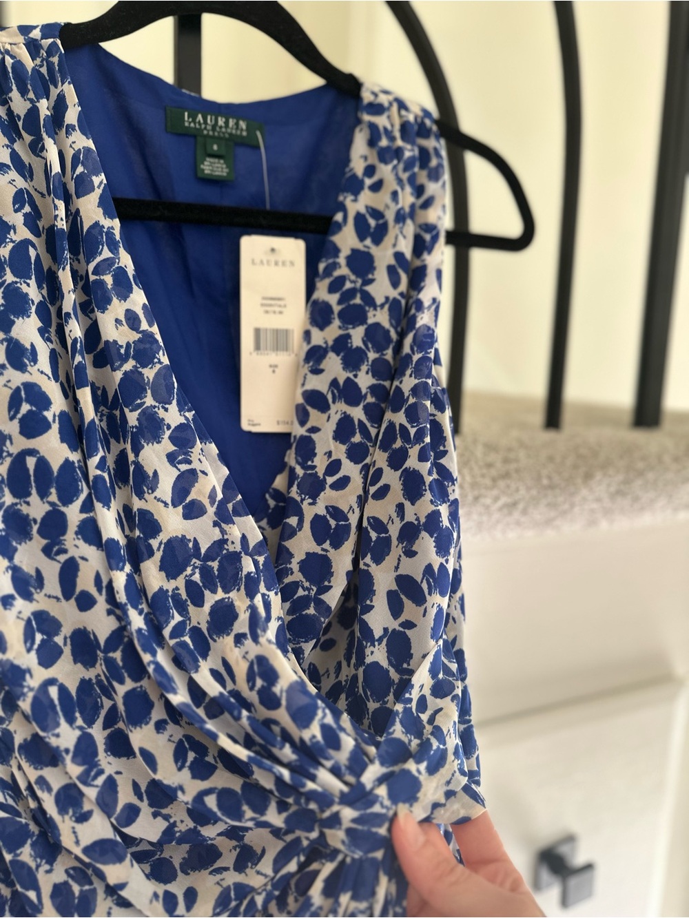 NWT Ralph Lauren Blue & White Printed Wrap Dress